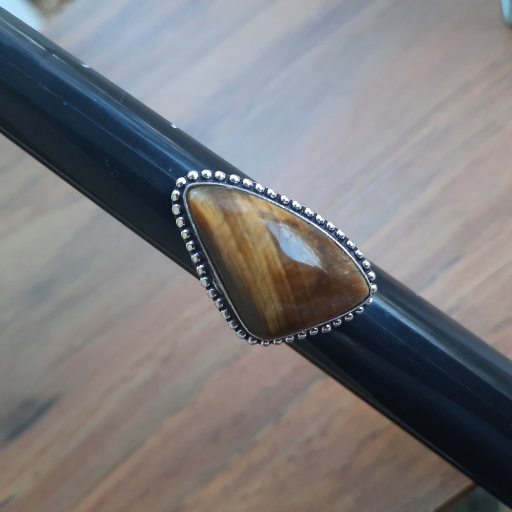 Unisex Golden Tiger Eye Ring (7.5) - Picture 2 of 15